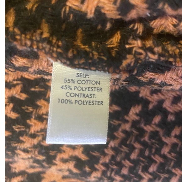 BKE Oversized Houndstooth Shirt Jacket Burnt Orange Black XL Shacket Boho Cozy - Picture 4 of 6